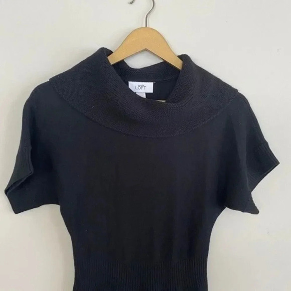 Loft Merino Wool Blend Black Cowl Neck Sweater Dress - Picture 4 of 12